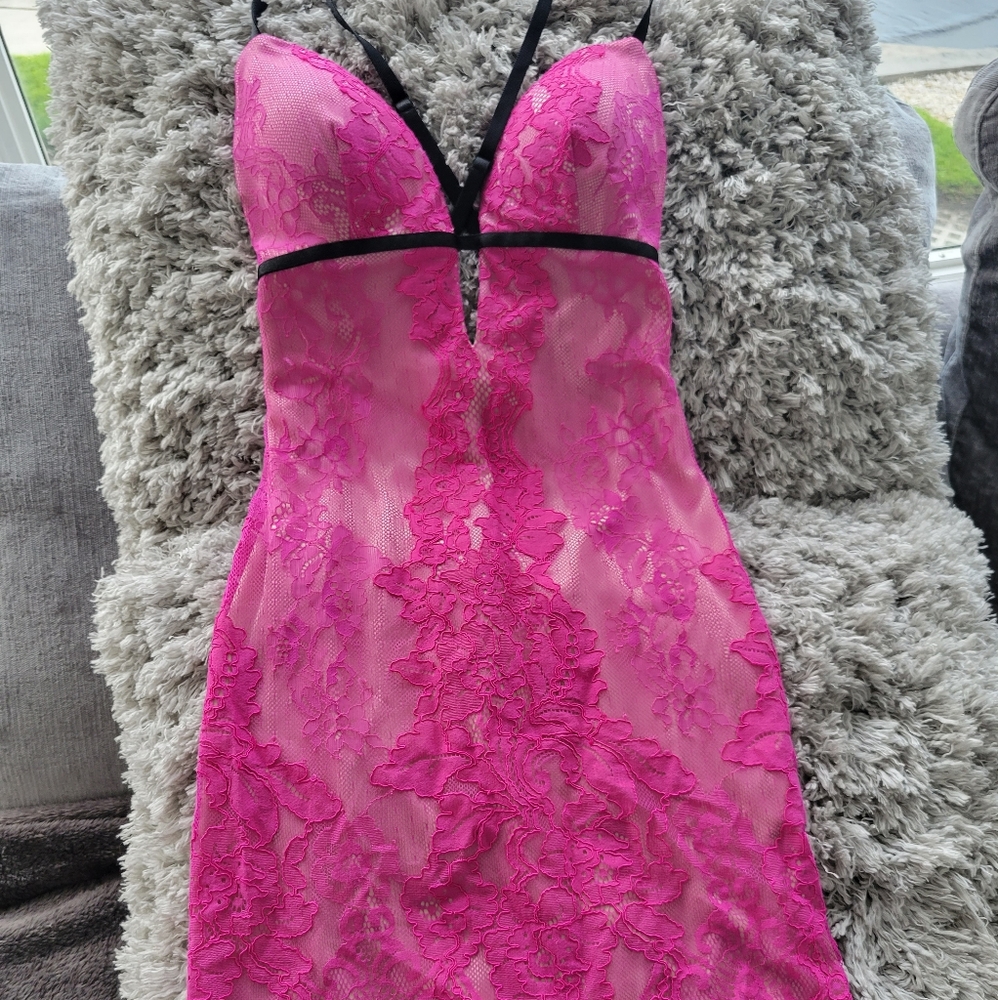 Bebe Fuscia Lace Dress
